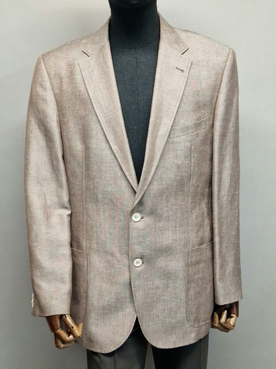 Null FERAUD - 男式夹克衫，尺寸54
两颗纽扣，棕色斑纹亚麻布材质
TBE