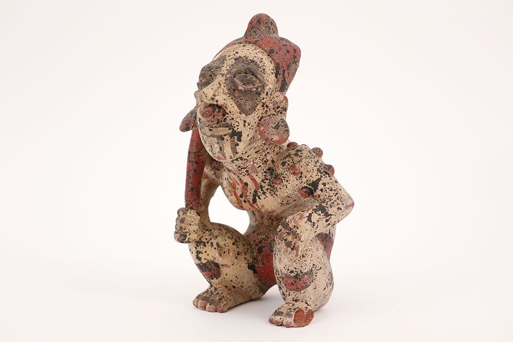 Null MIDDEN-AMERICA - 600 tot 1100 Maya sculptuur in aardewerk : "Krijger met kn&hellip;