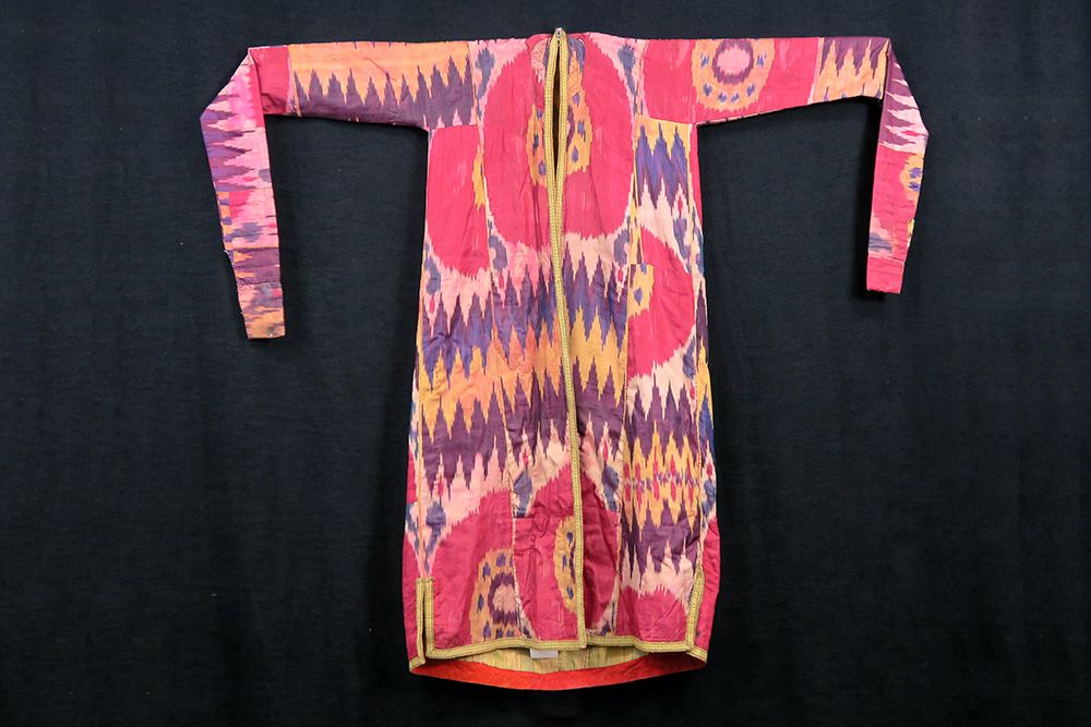 Null Antiguo Ikat Afgano - abrigo en seda tejida a mano con patrón típico y colo&hellip;