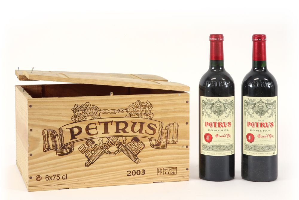 Null Two bottles of "Château Petrus - Pomerol Grand Vin" of 2003 - in original c&hellip;