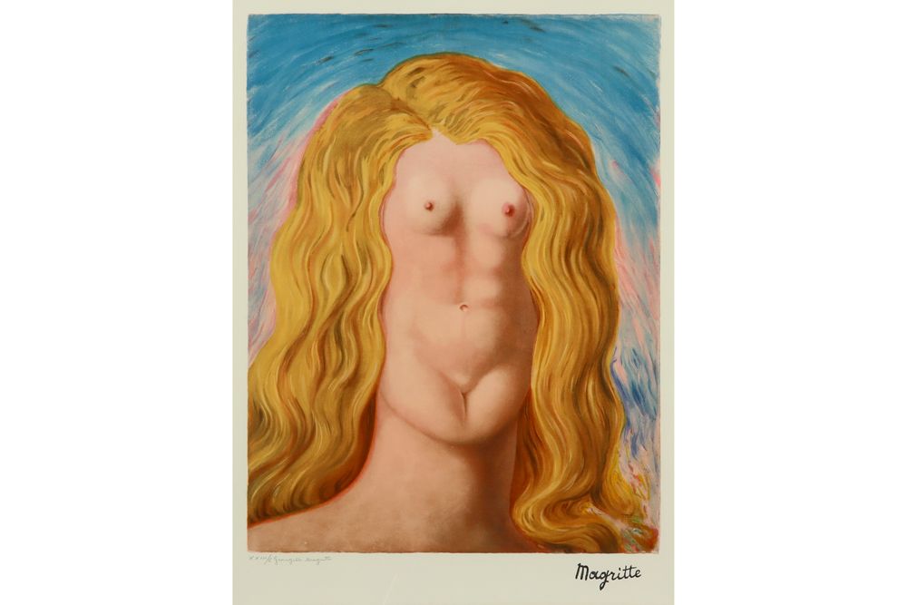 MAGRITTE RENÉ (1898 - 1967) 马格利特-雷内(1898-1967)根据1947年的作品创作的彩色石版画原作XXIII/C号："Le V&hellip;