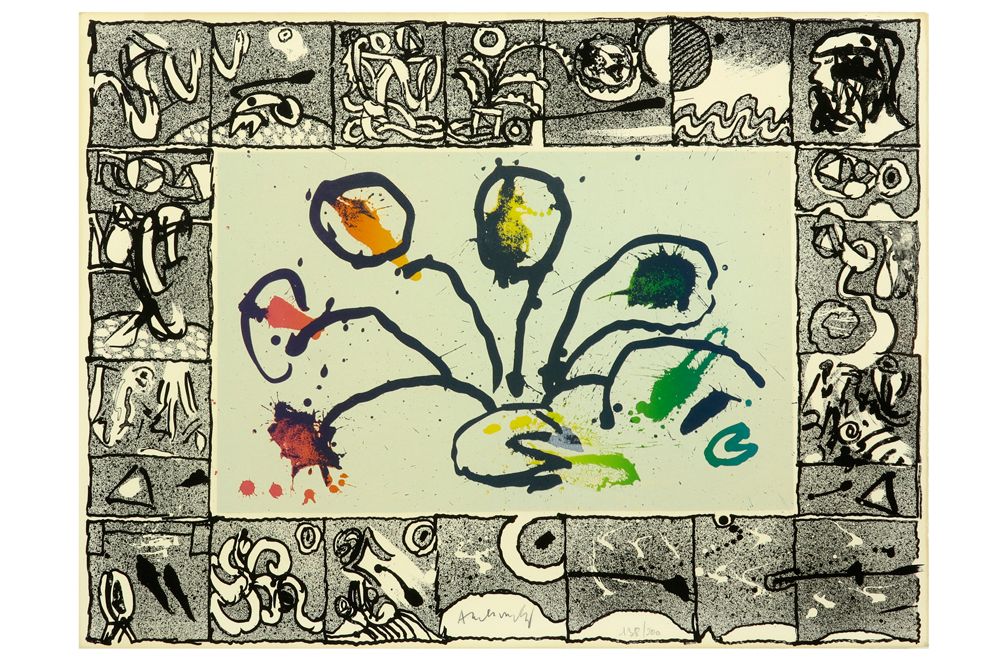 ALECHINSKY PIERRE (° BRUSSEL 1927) ALECHINSKY PIERRE (1927年出生于布鲁塞尔) 彩色石板画编号138/3&hellip;