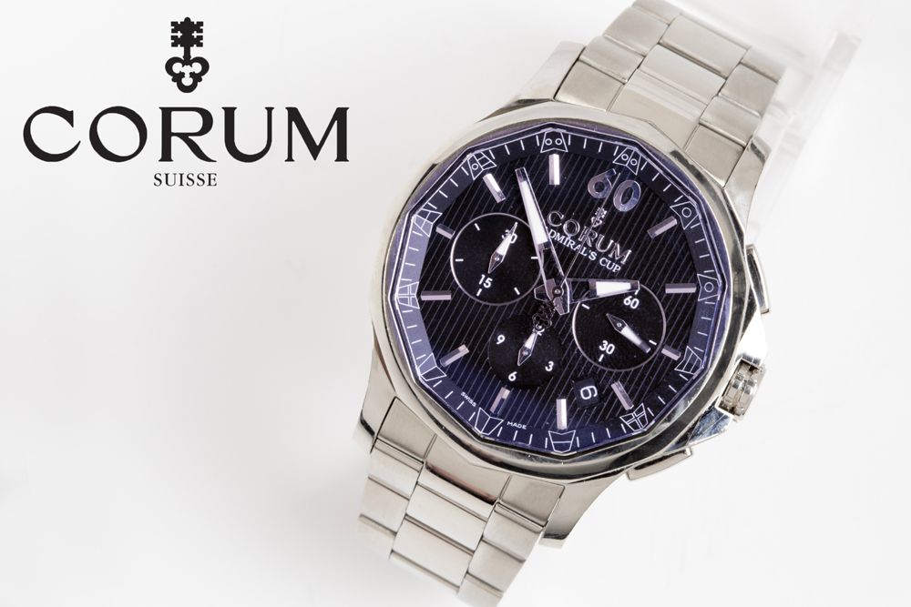 Null CORUM 原装自动计时腕表，型号为 "Admiral's Cup Chrono Legend 42dp"，配原装表带和表扣 - 型号：9841012&hellip;