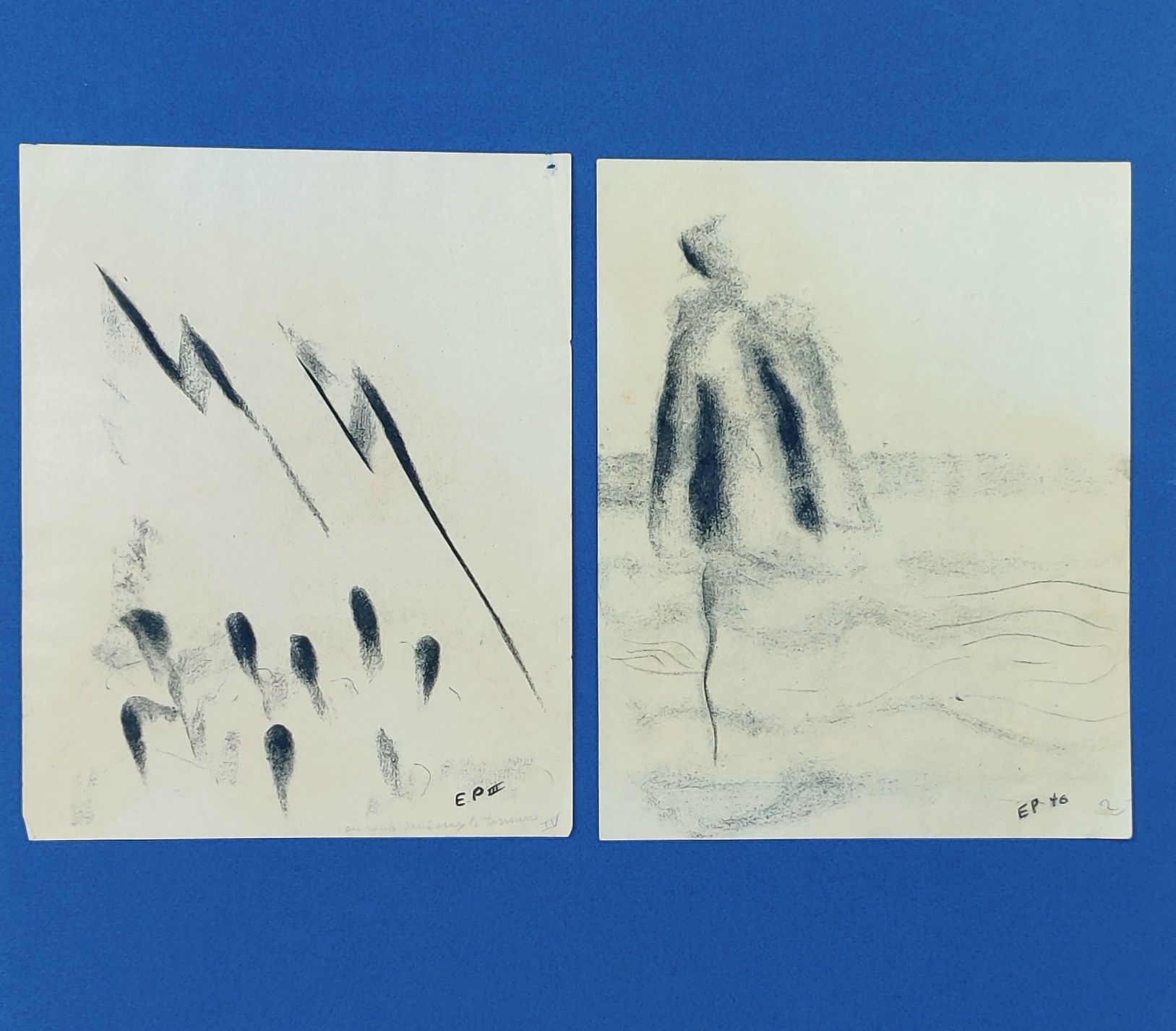 Null Ernest ENGEL-PAK (1885-1965) Ensemble de trois dessins au fusain monogrammé&hellip;