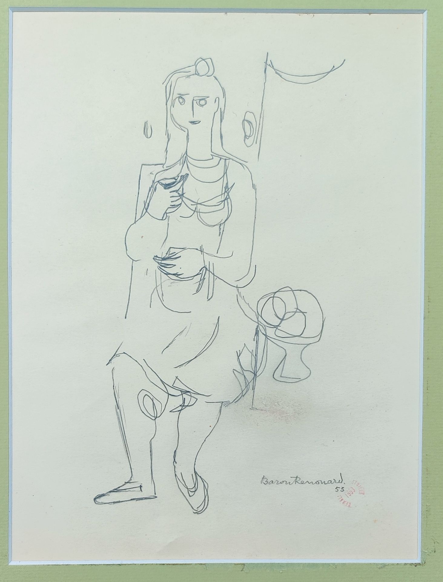 Null François BARON-RENOUARD (1918-2009) SANS TITRE, 1953 Dessin au crayon sur p&hellip;