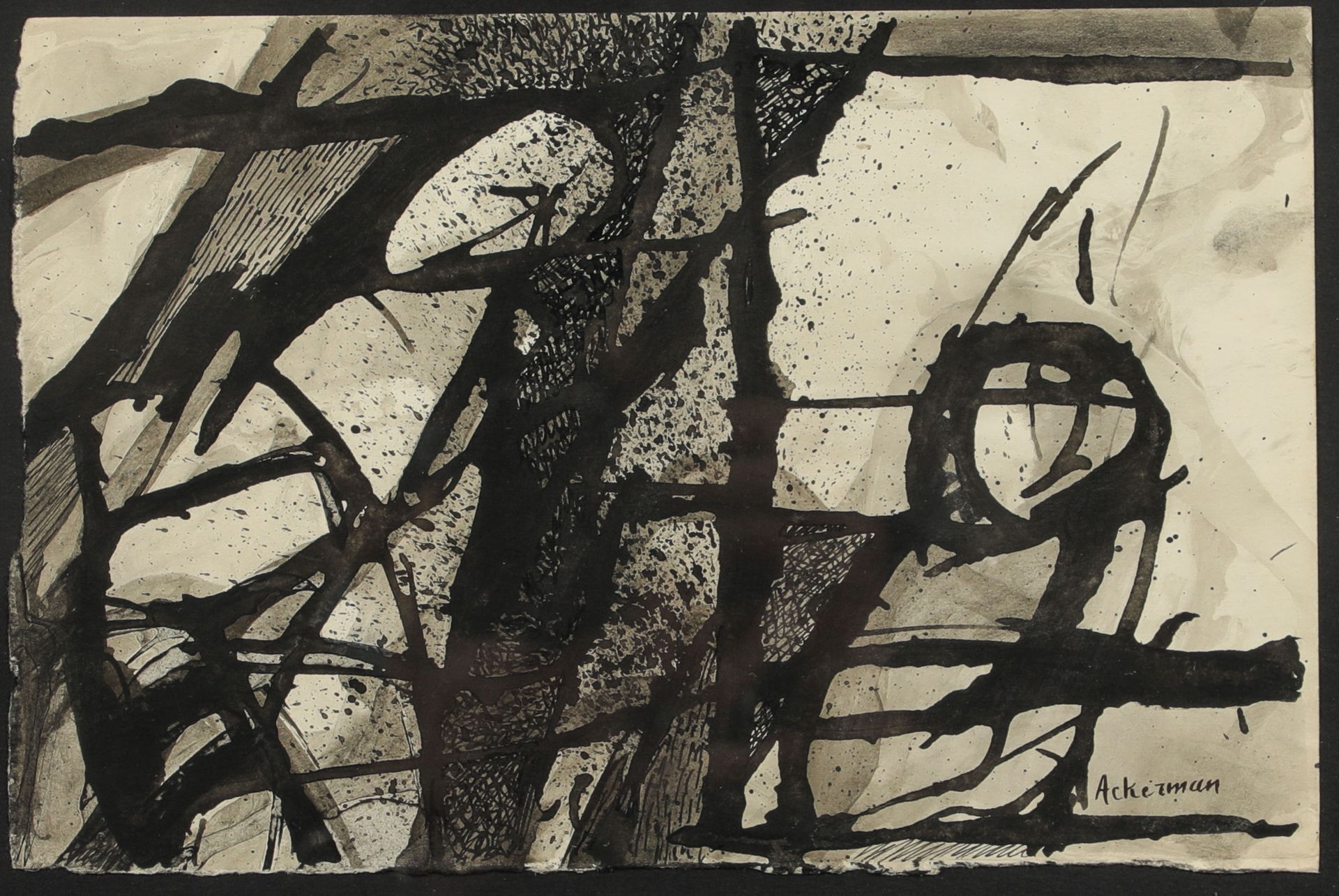 Null Paul ACKERMAN (1908-1981) COMPOSITION Ink on paper signed lower right 16.5 &hellip;