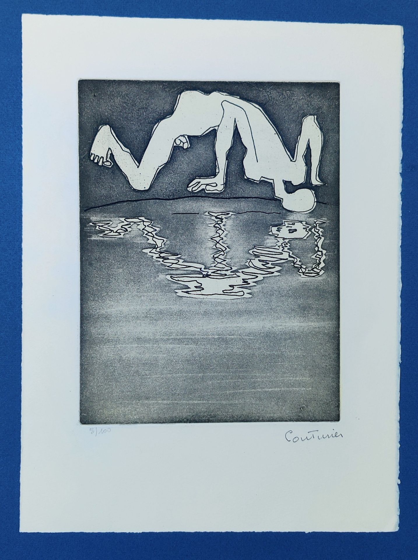 Null Robert COUTURIER (1905-2008) 纸上绢本书法，左下角编号5/100，右下角签名 38 x 28.5 cm