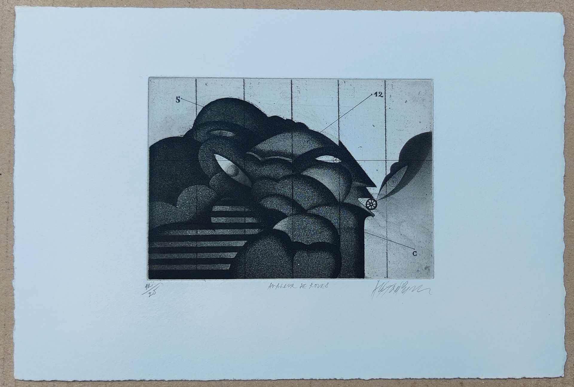 Null 阿萨杜尔（生于1943年） 纸上干刻版画，左下角编号12/25，标题居中，右下角签名 28 x 19 cm
