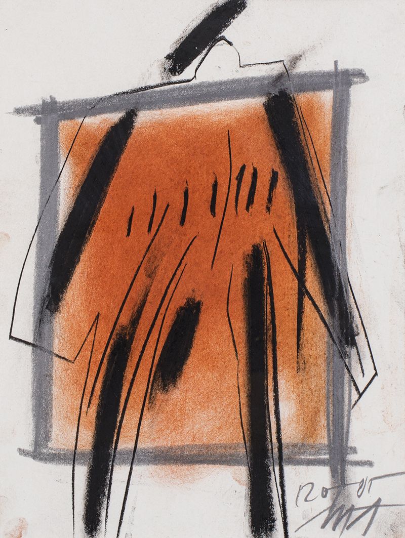 Null 玛雅-安德森（生于1942年）作品，1985年纸上铅笔和木炭，右下方有签名和日期 32 x 24 cm