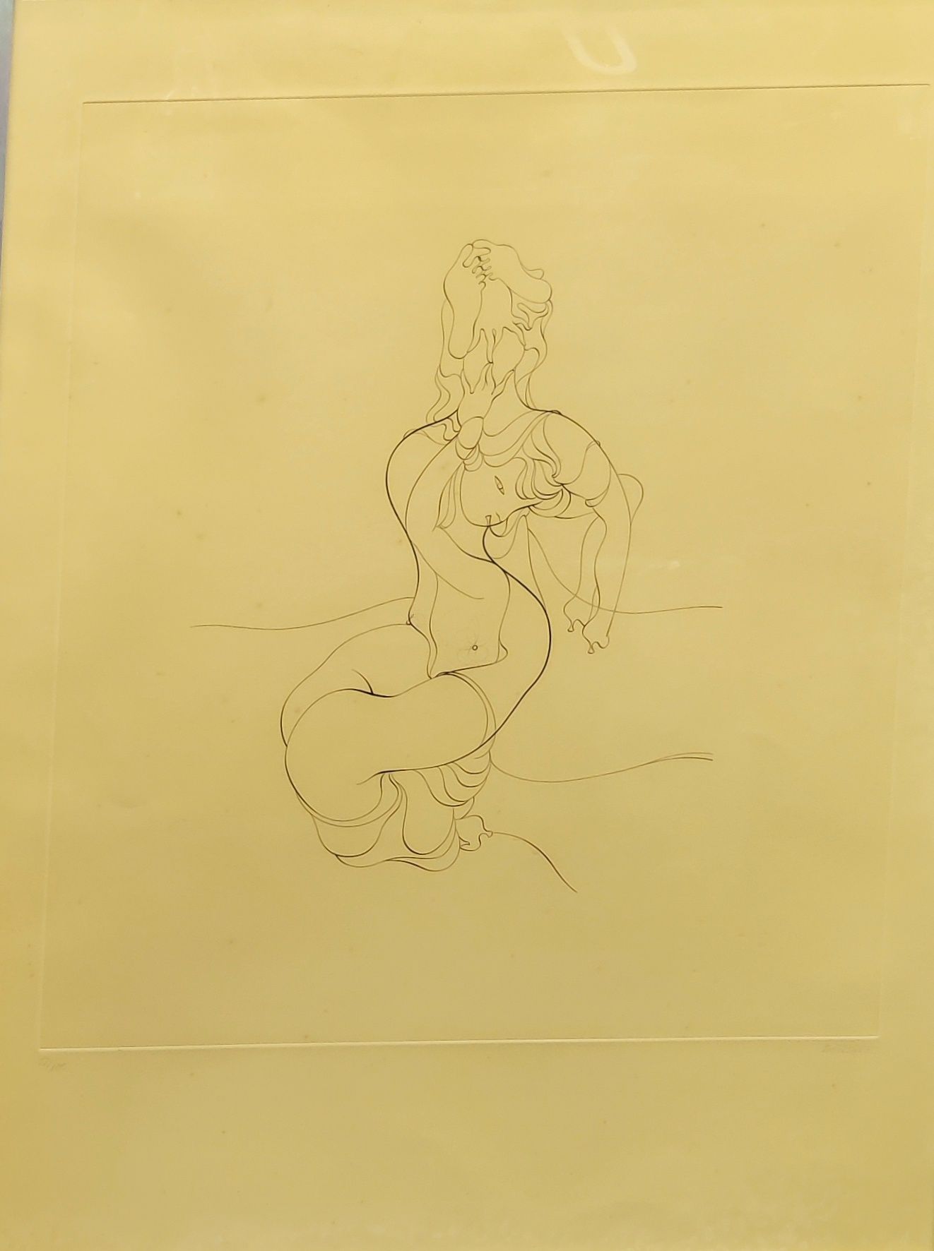 Null 汉斯-贝尔梅尔（1902-1975）无标题纸上蚀刻画，右下方有签名，左下方有编号28/100 64 x 50 cm

发黄的纸张