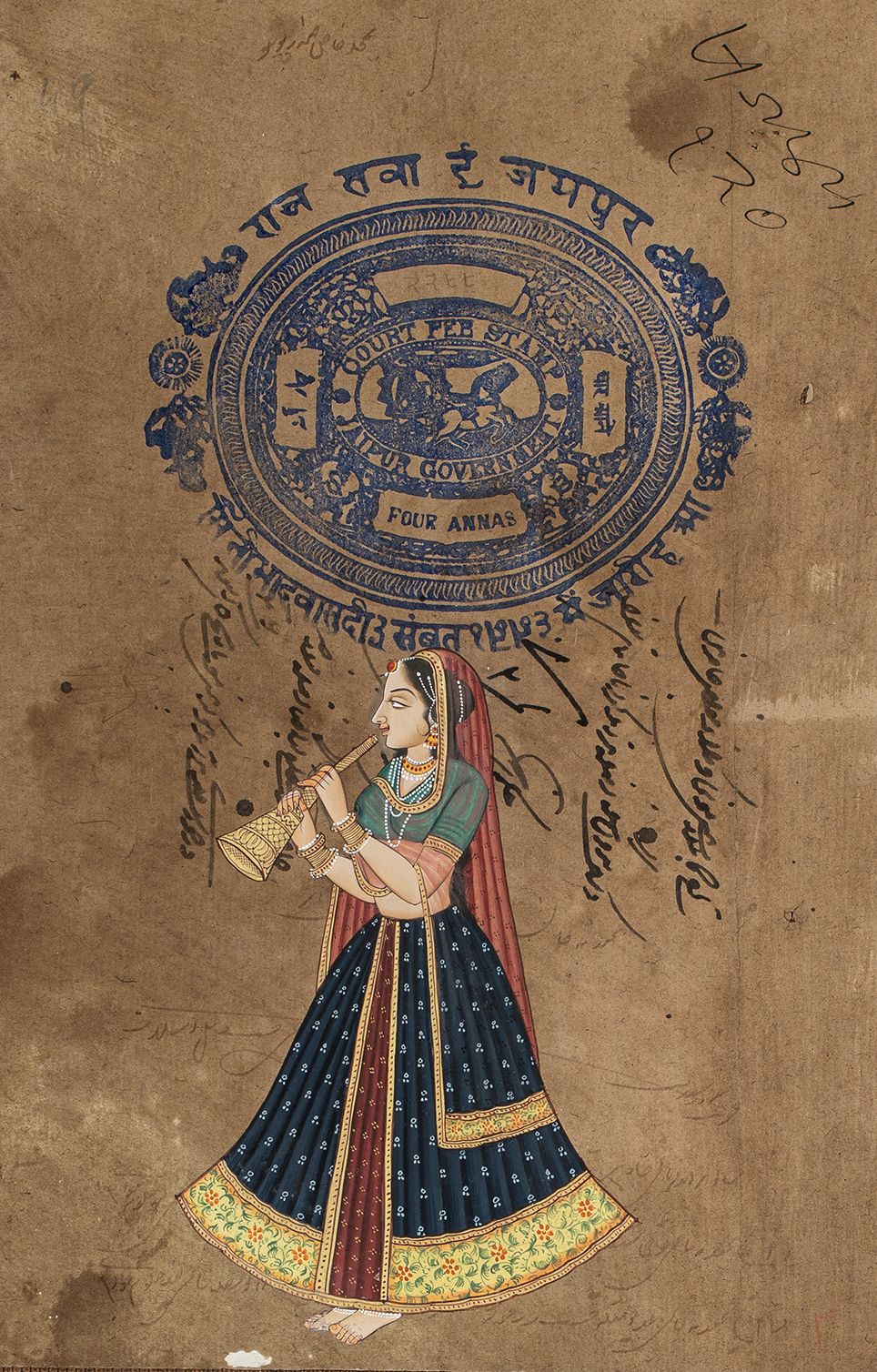 Null 
India pittura su

Jaipur ha tassato la carta.

India inizio 20

secolo