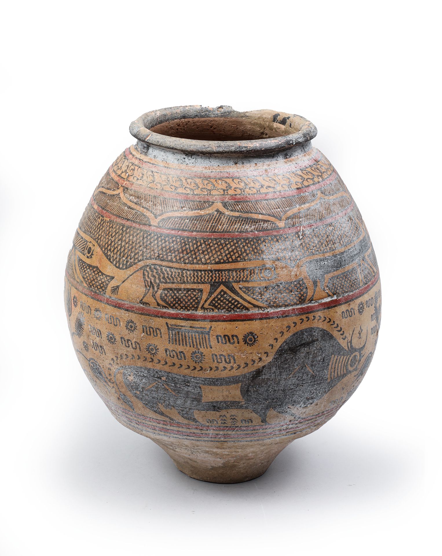 Null 
带水牛装饰的陶制花瓶。Mehrgarh公元前2700年(关于所有多色性的亮点)

H.46厘米