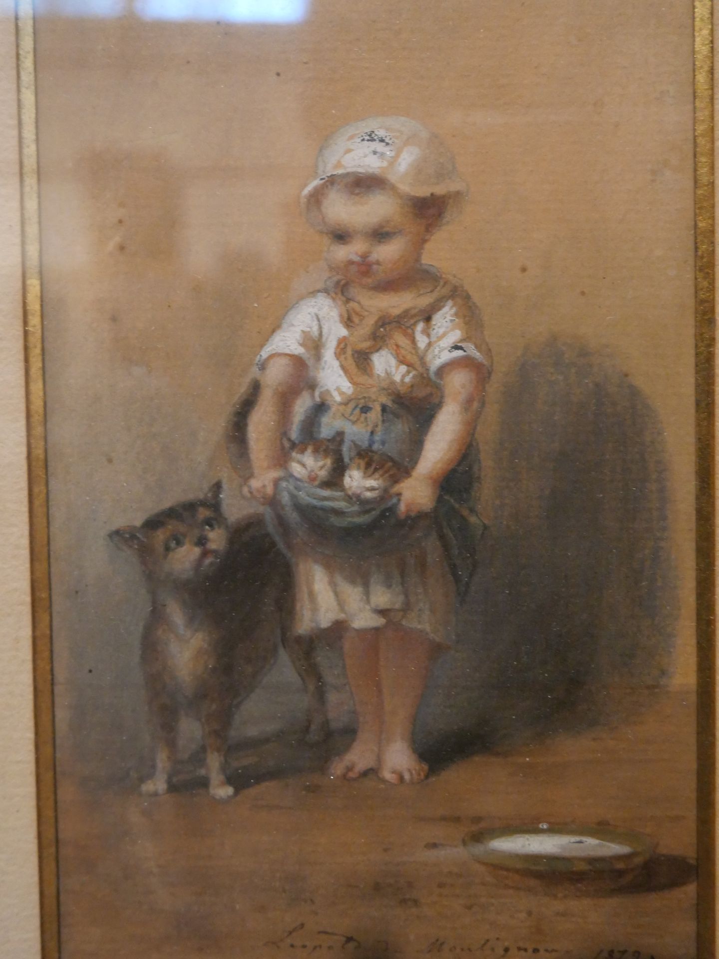 Null 
Léopold Marlignaux, Jeune fille au chaton

Crayon aquarelle et rehauts, si&hellip;