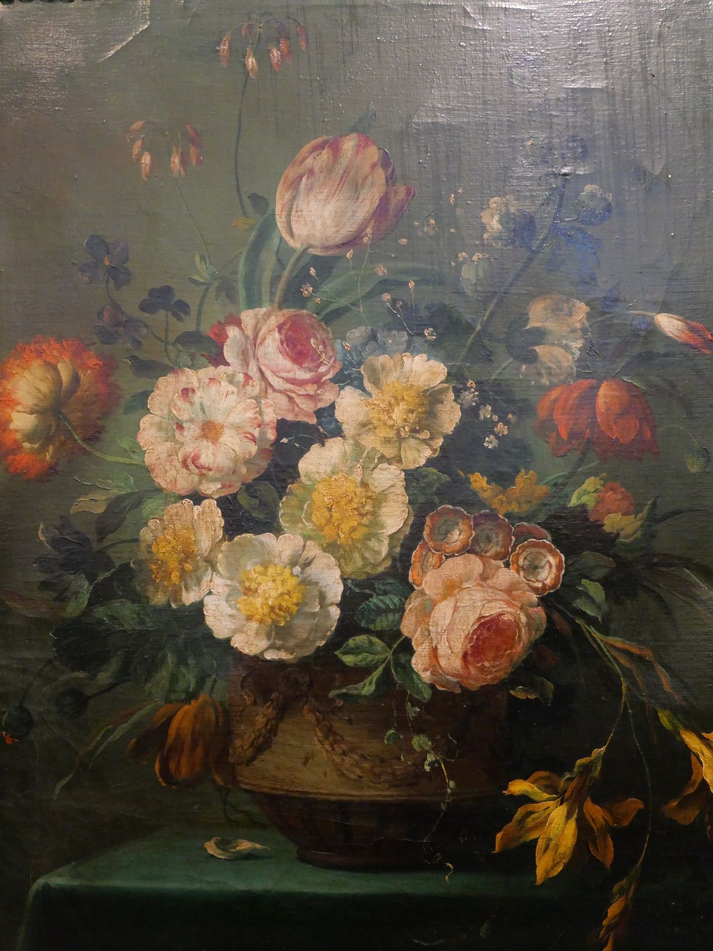 Null 
Ecole du Nord XIXe siècle, Nature Morte aux Fleurs dans un vase sur un ent&hellip;