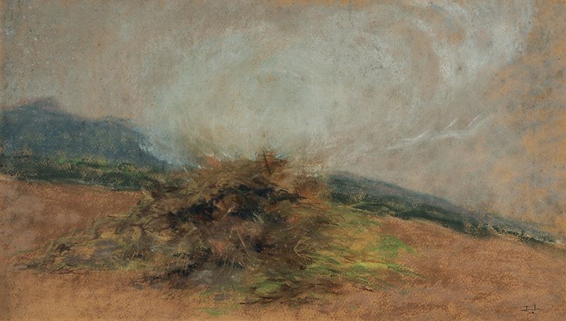 Pierre PRINS (1838-1913) 
COLLINES EN FLAMME,

Pastel sur papier signé et daté 1&hellip;