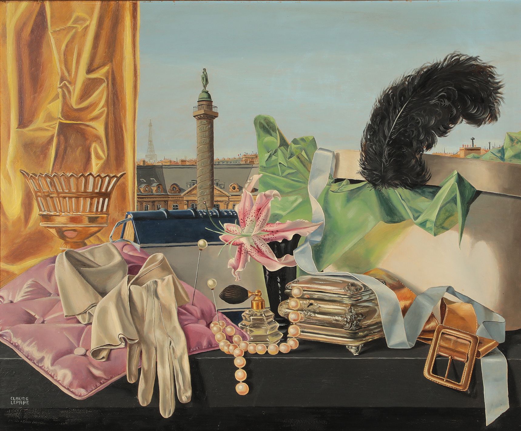 Null Claude LEPAPE (1913-1994) 

STILL LIFE WITH GLOVES, PLACE VENDOME 

Oil on &hellip;