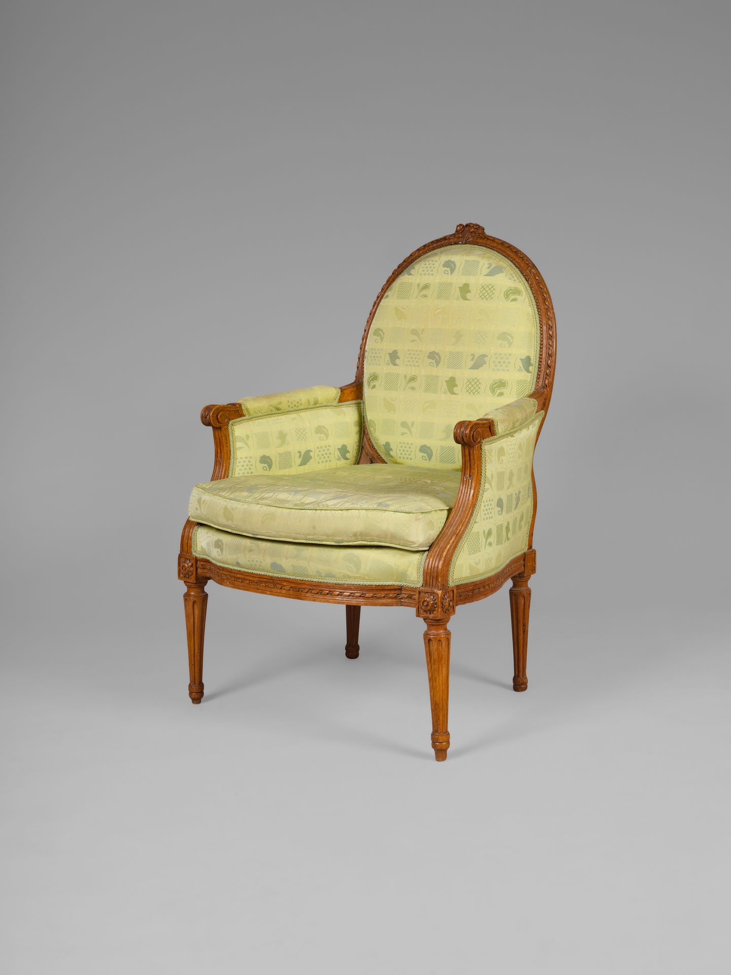 Null A beechwood moulded and carved flat back rocking chair 

decorated with a f&hellip;