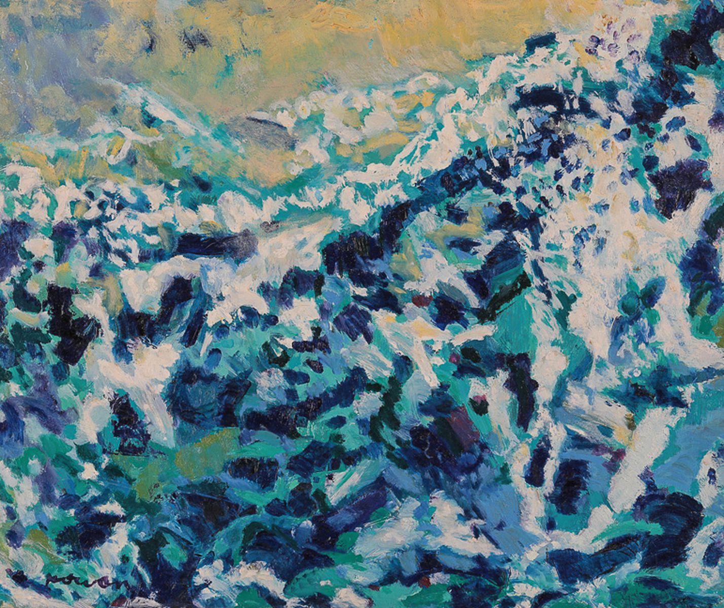 Null 
克劳德-莫文(1928-2005)

"沙滩上的波浪"，1965年。

布面油画，左下角有签名，背面有会签、日期和标题及日期。

46 x 54.5&hellip;