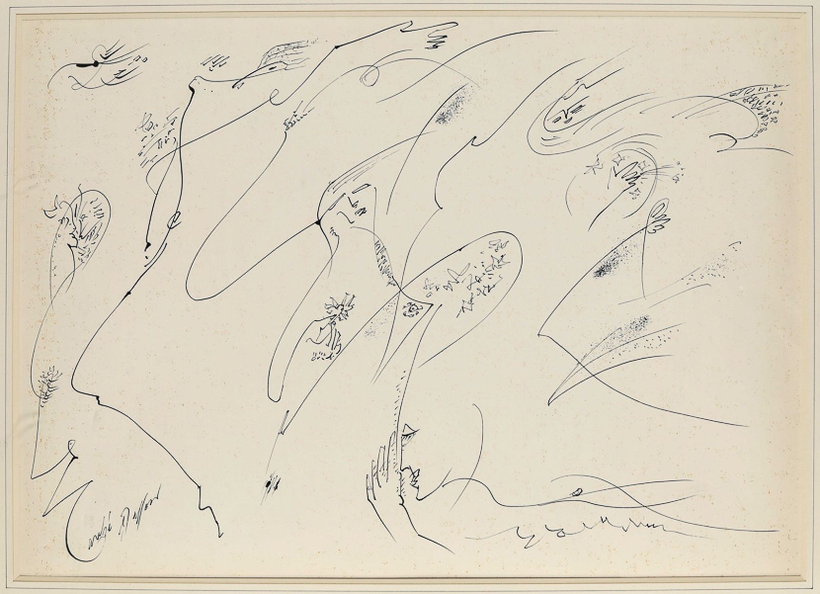 Null 
André MASSON (1896-1987)
"PEUPLE ANTÉRIEUR",1975
Encre de Chine sur papier&hellip;