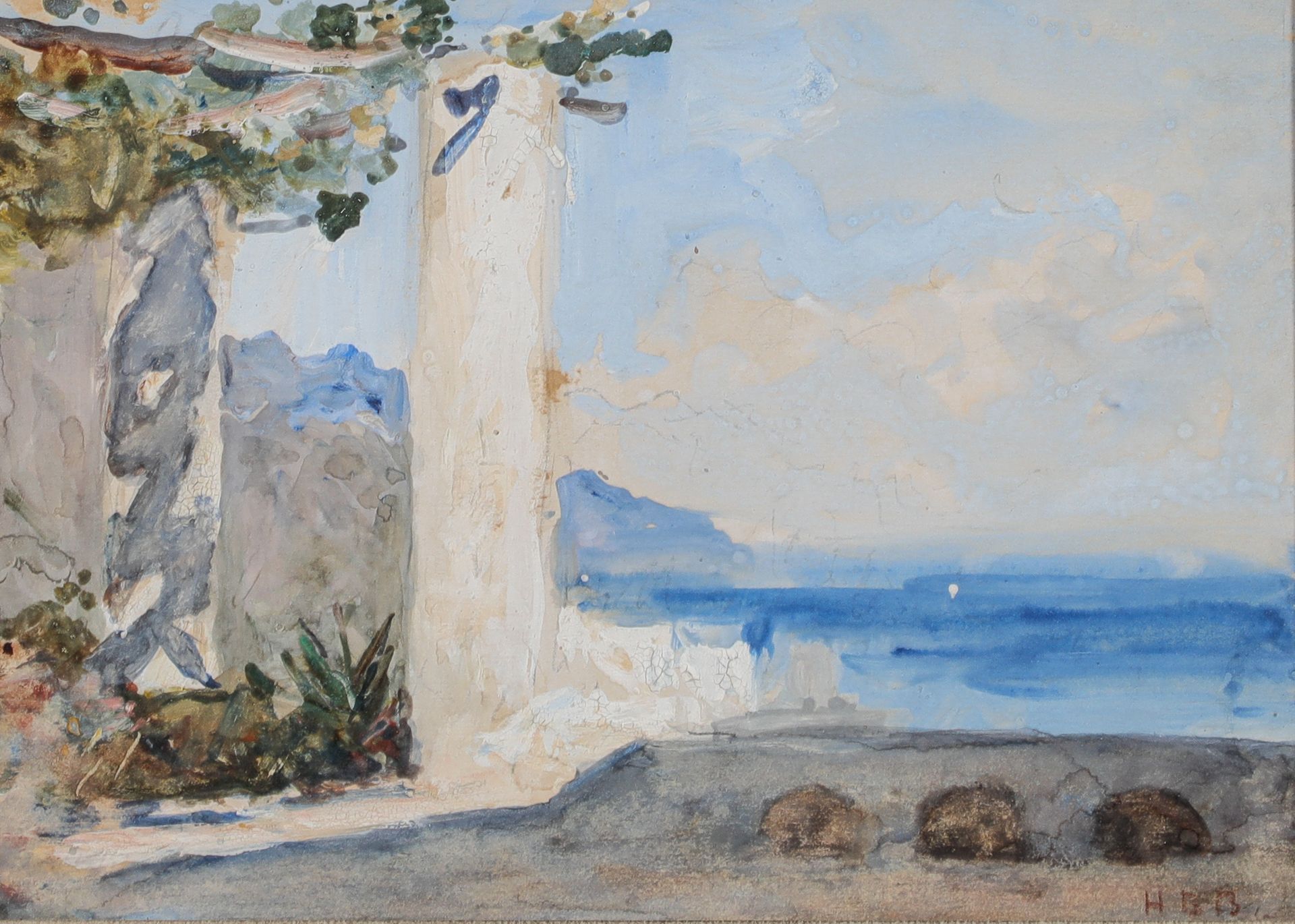 Null 归功于赫拉克勒斯-B。Brabazon (1821-1906)
地中海风景 
水粉画，纸上，右下角有文字说明 
19 x 26,5 cm