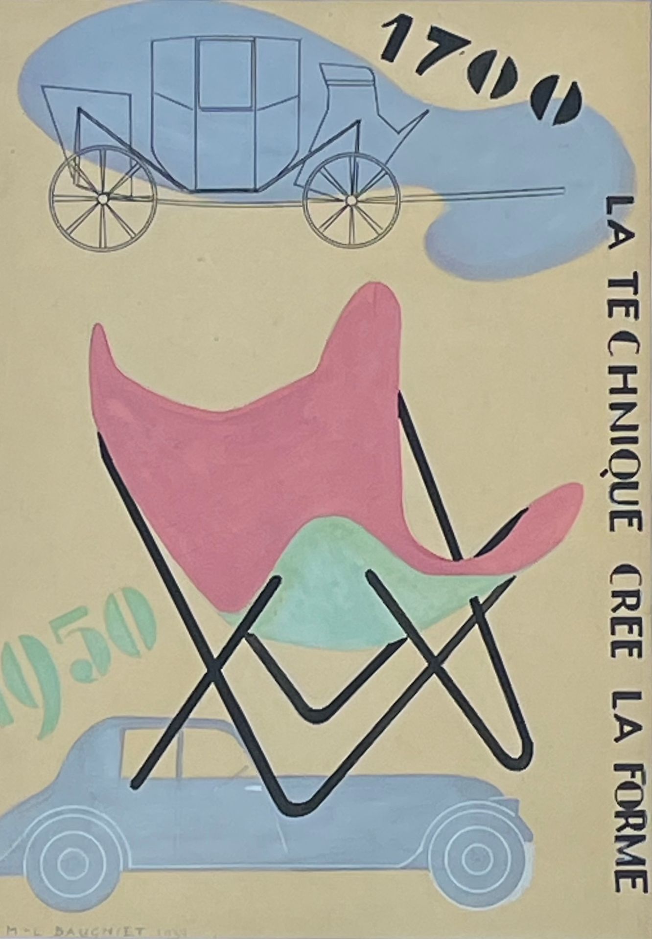 BAUGNIET (Marcel-Louis). "La tecnica crea la forma" (1939). Gouache su carta, da&hellip;