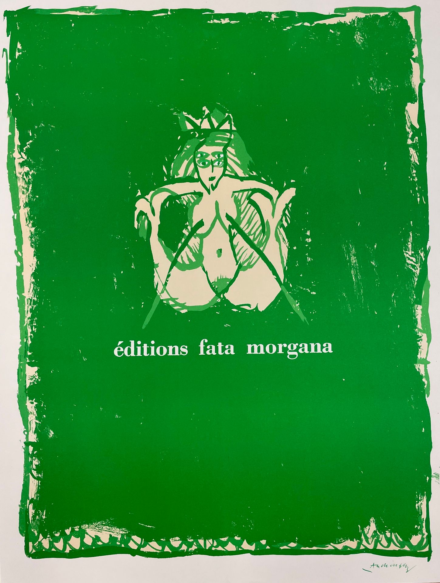 ALECHINSKY (Pierre). "关于反动思想的论文"（1977年）。信前的海报。为1980年在法兰西画廊举办的 "Fata Morgana版，作家和&hellip;