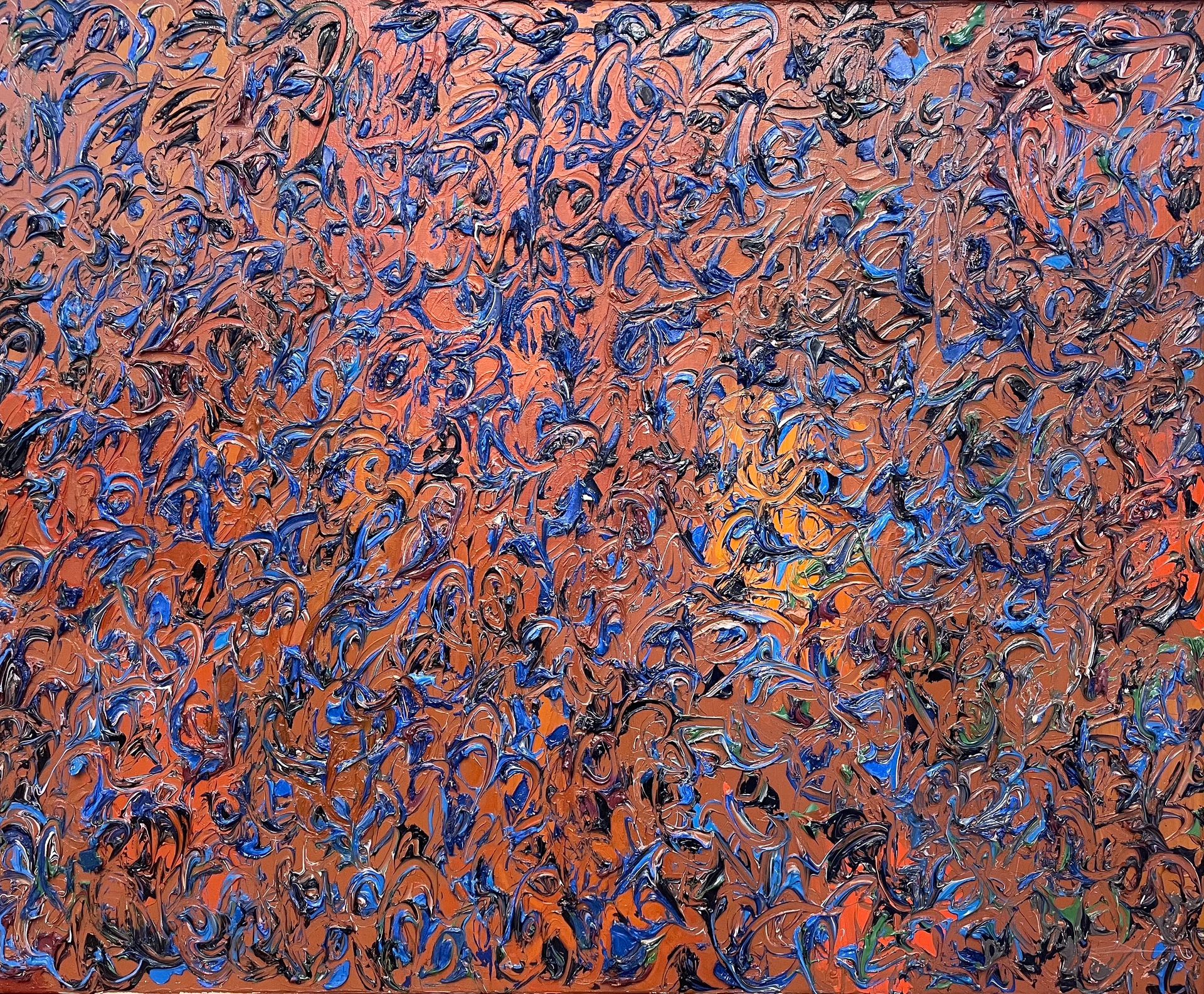 CLUYSENAAR (John). "Composition" (ca 1960). Huile sur toile, titrée, signée au c&hellip;