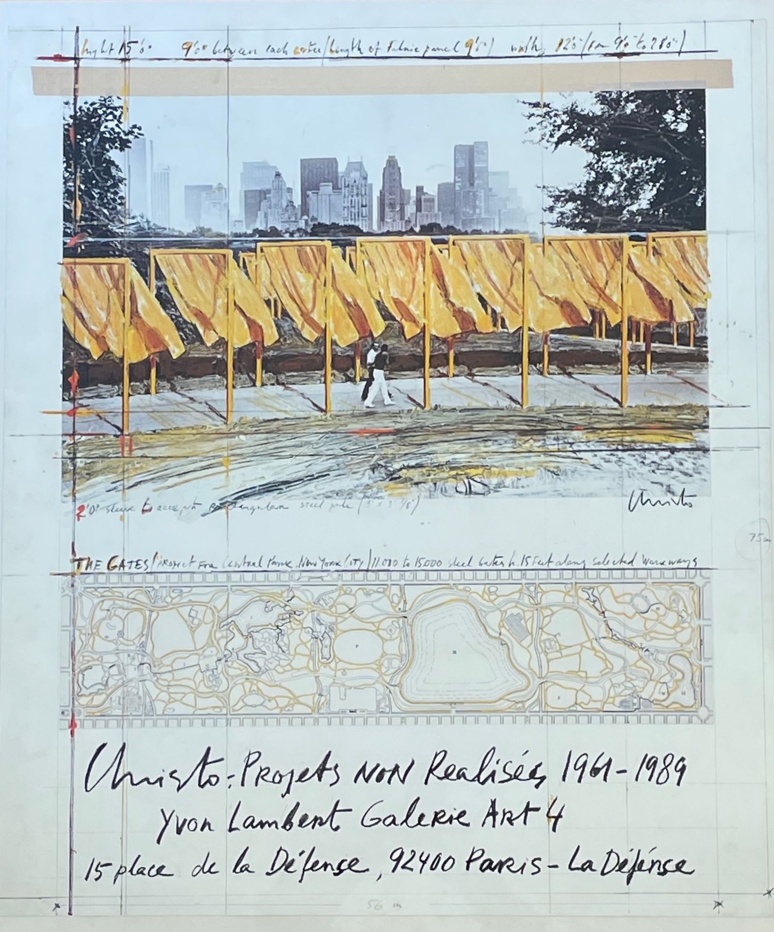 CHRISTO. "Projets non réalisés 1961-1989". Planche offset en couleurs, montée so&hellip;