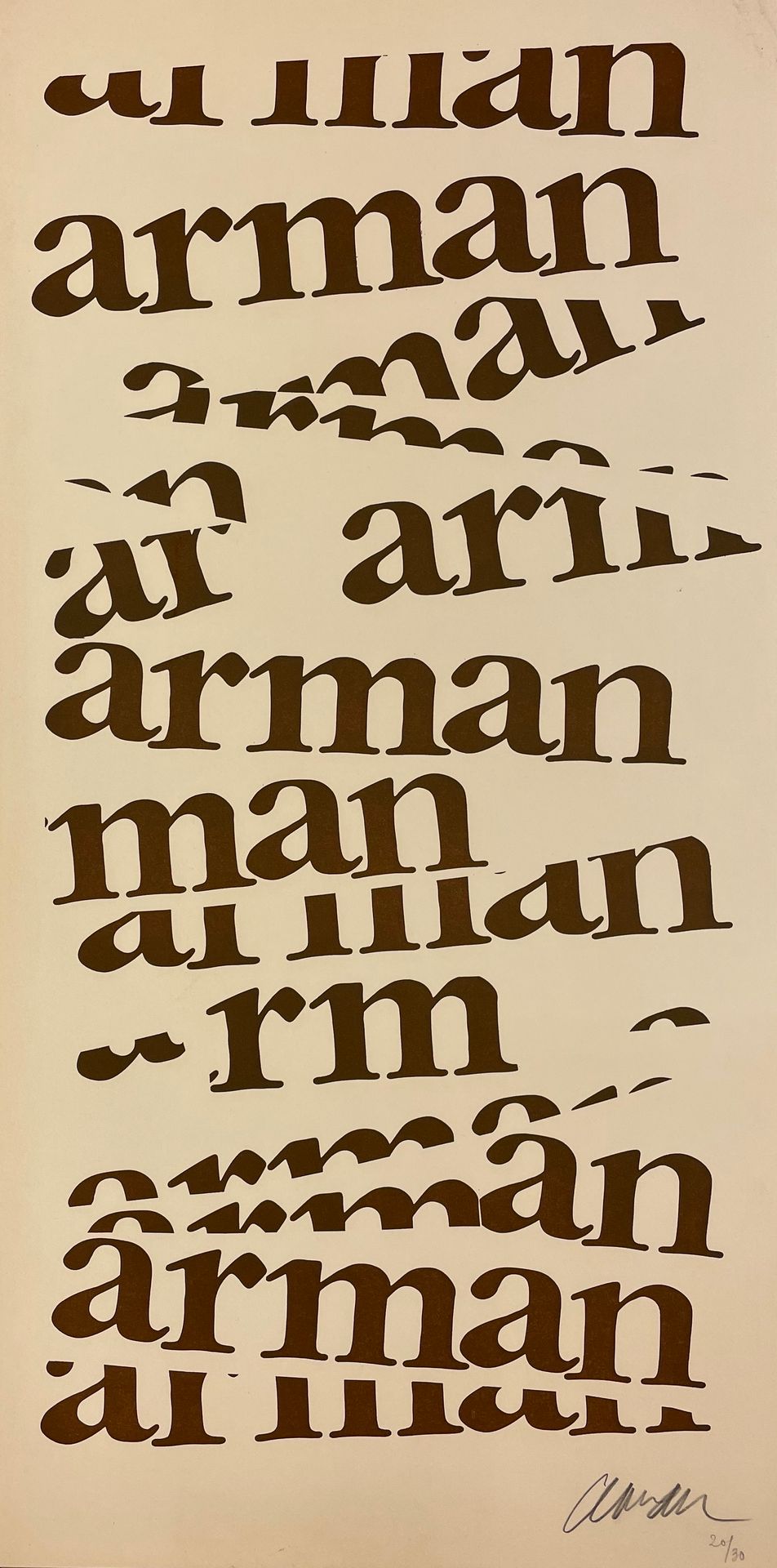 ARMAN (Armand Fernandez, dit). 无题》（1972年）。单色石板画印在Arches牛皮纸上，仅有20/30，并有铅笔签名。P., L&hellip;