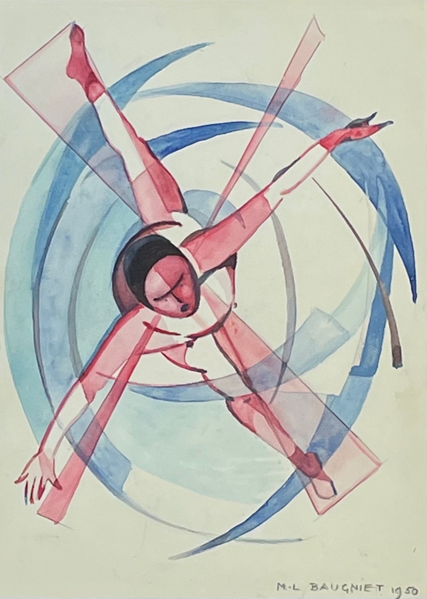 BAUGNIET (Marcel-Louis). "The Jump" (1950). Watercolour on paper, dated and sign&hellip;