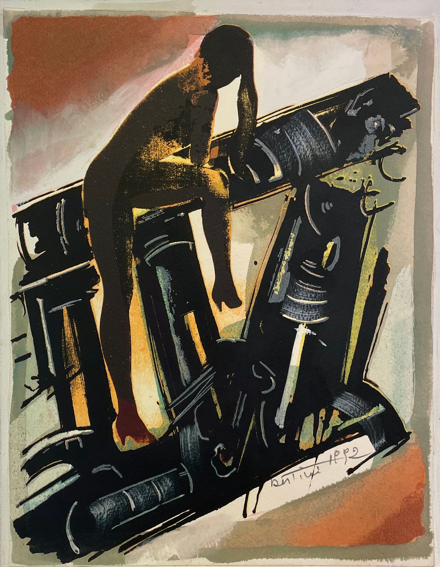 BERTINI (Gianni). "Komposition (1982). Gouache auf Papier, datiert und signiert &hellip;