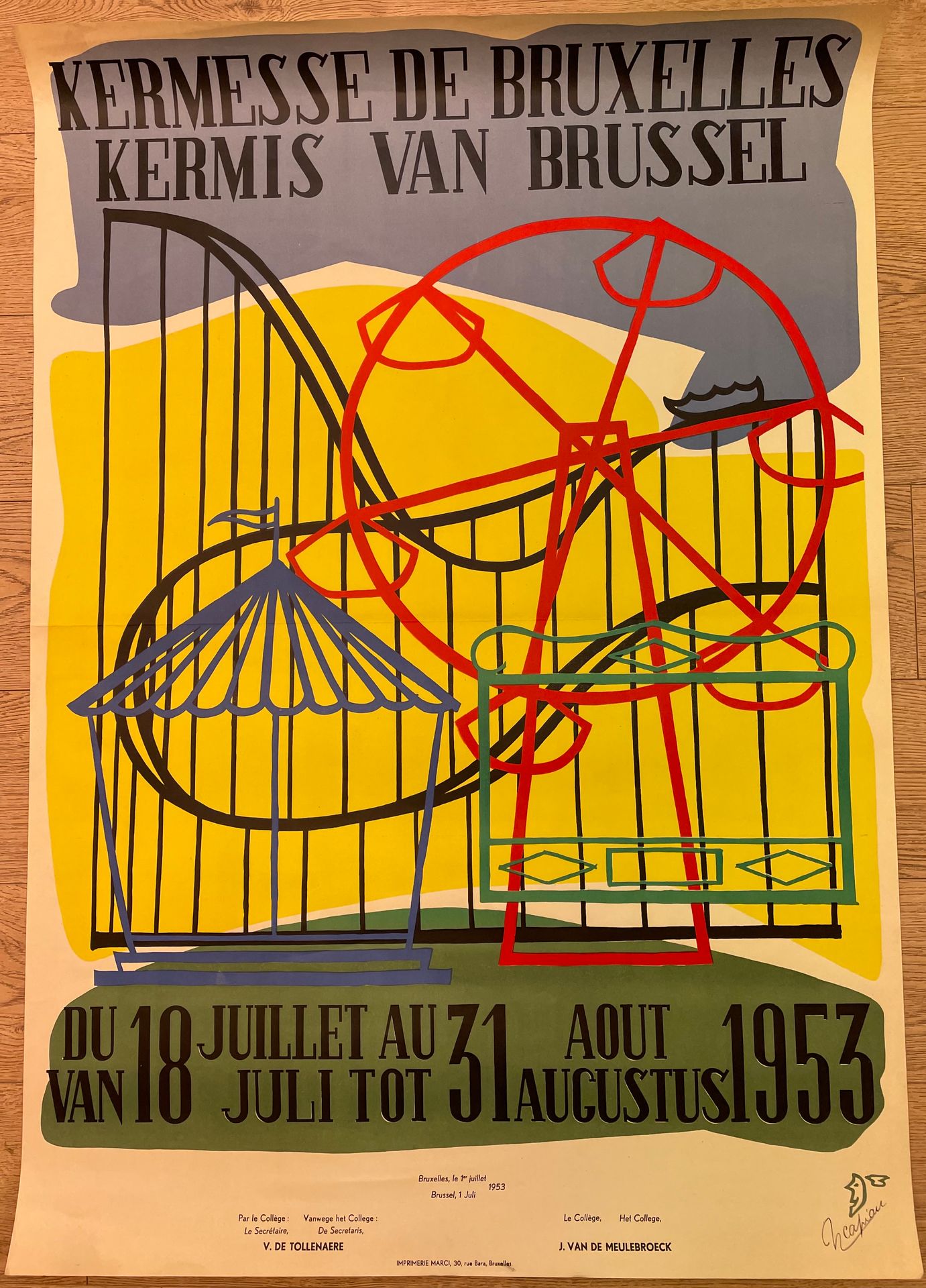 Null CAPIAU (H.). "Kermesse de Bruxelles". Lithographie en couleurs. Brux., Impr&hellip;