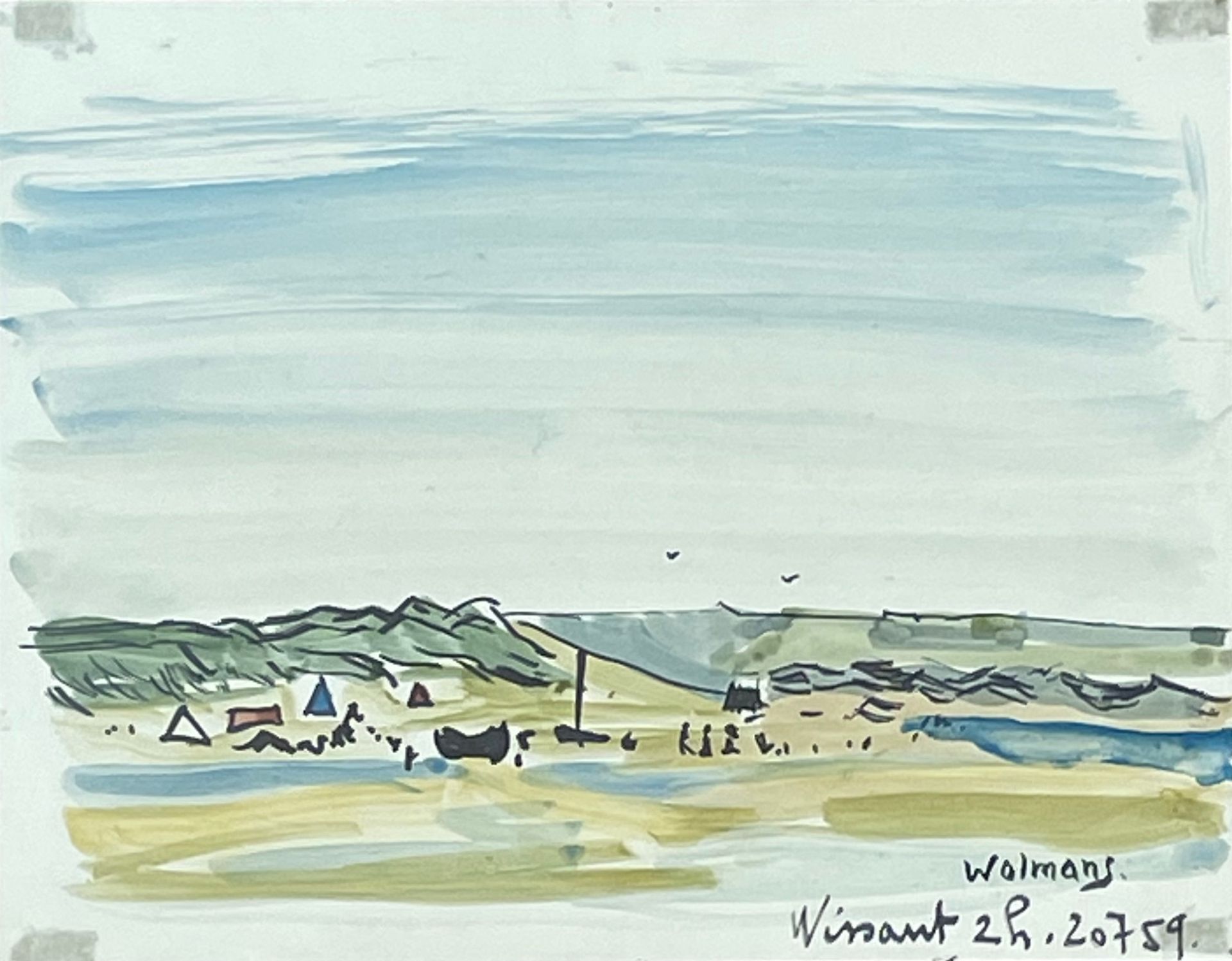 WOLMANS (Jacques). "Cap blanc" (1959). Aquarell und Tinte auf Papier, betitelt, &hellip;