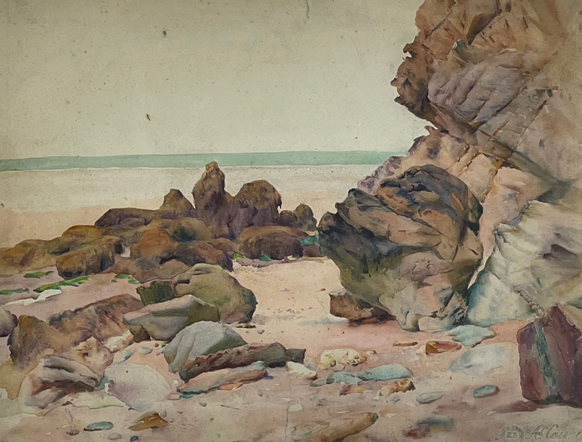 Null BIRCK (Alphonse). "Breton seascape". Watercolour on paper, signed in the lo&hellip;
