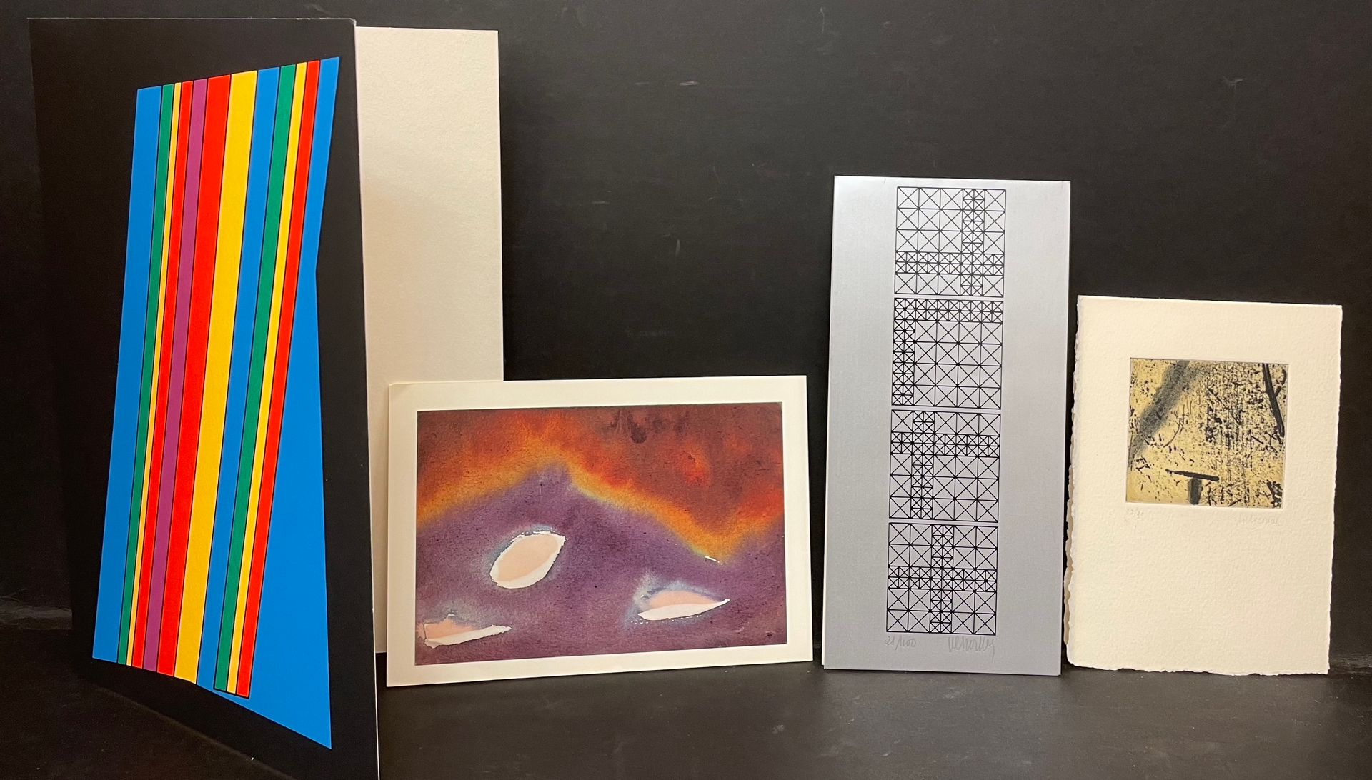 VANDENBRANDEN (Guy). 原有的彩色丝印。1979年的贺卡。尺寸：25 x 16厘米。不错的副本/VERSTOCKT（马克）。银色纸上的黑色丝网&hellip;