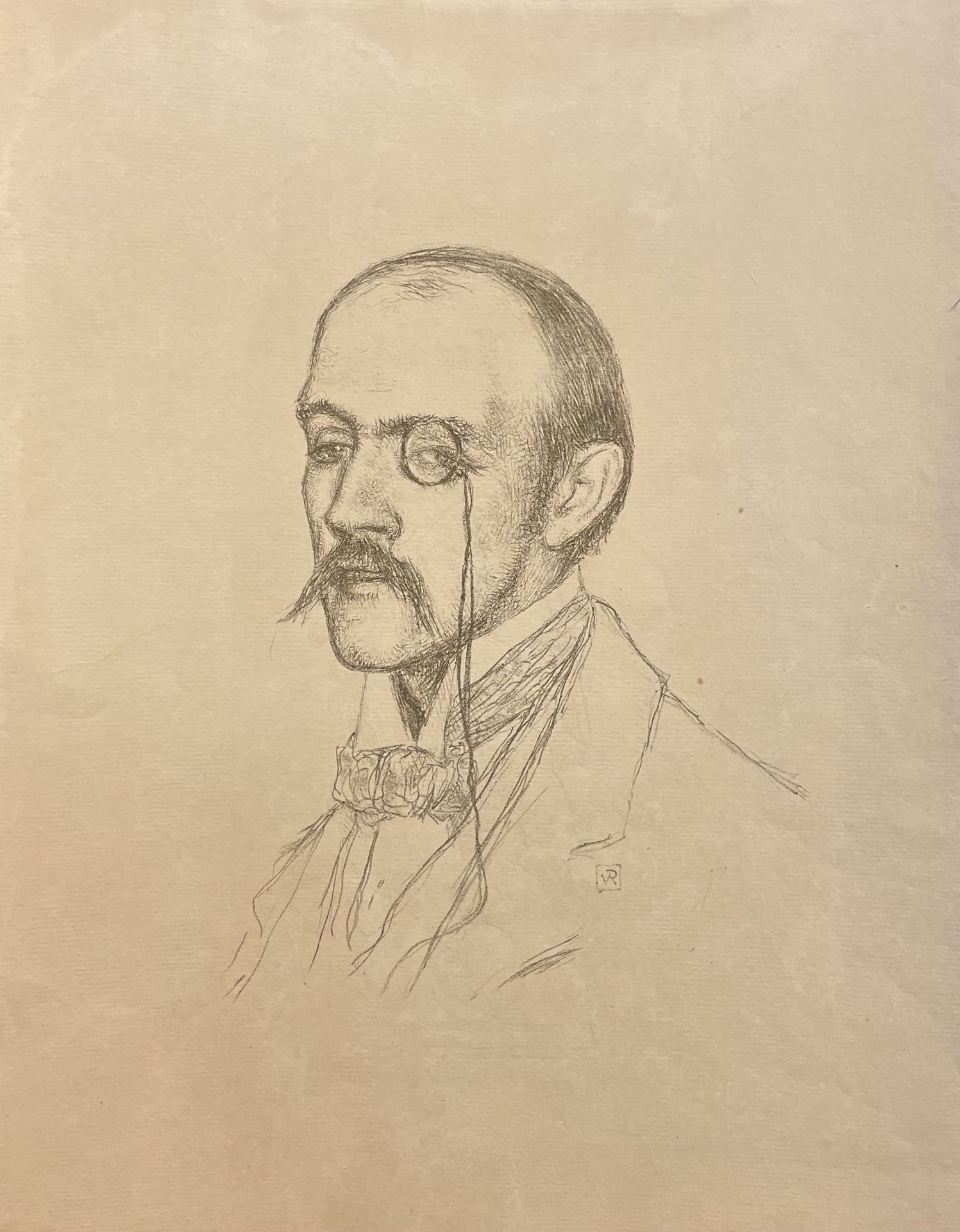 Null REGNIER - VAN RYSSELBERGHE（Theo）。 "亨利-雷尼尔的肖像》（约1898年）。单色石版画，印在荷兰铺装纸上，版上有单字。&hellip;