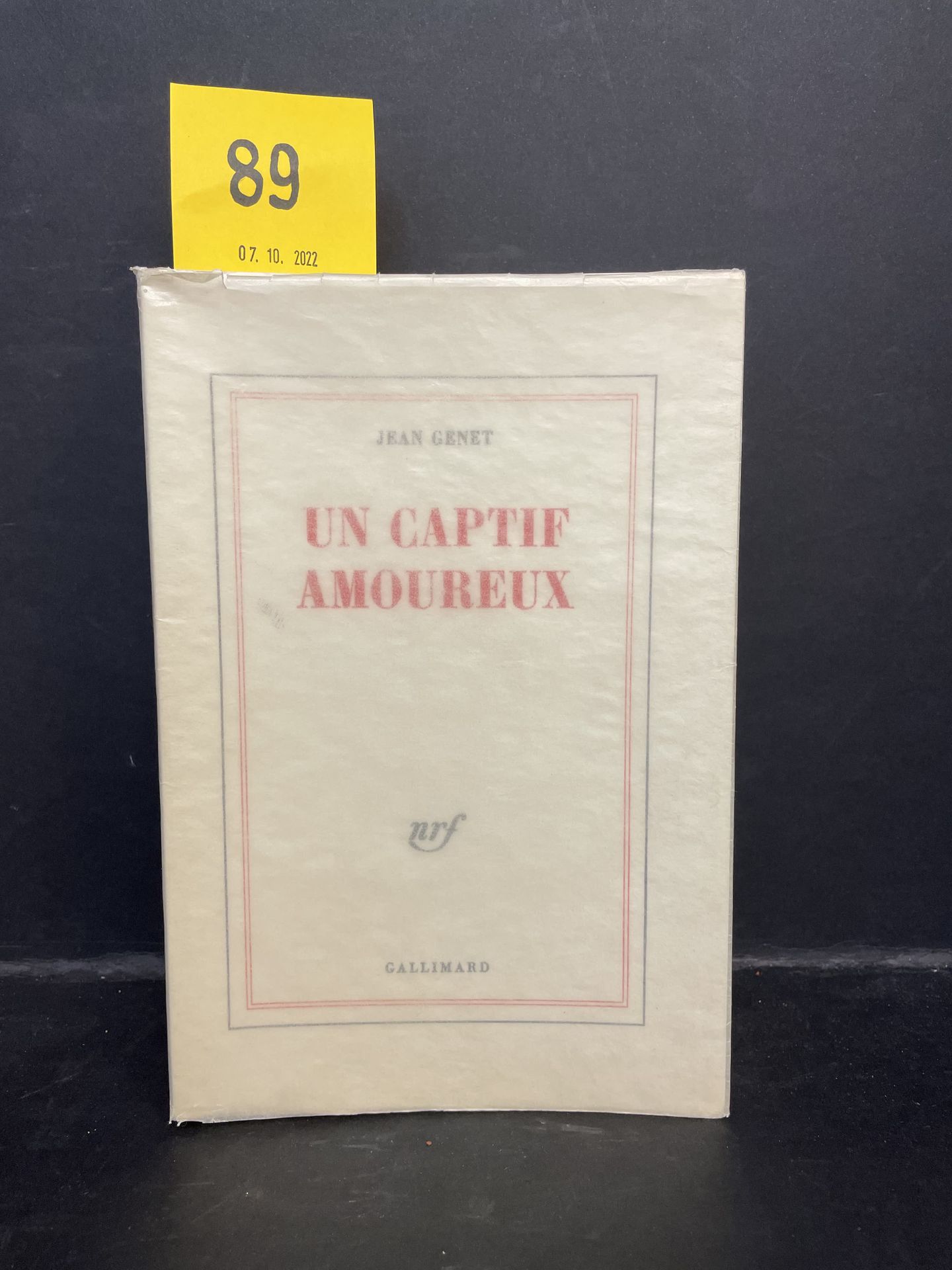 GENET (Jean). Un captif amoureux. P., Gallimard, 1986, 8°, 503 p., br., couv. Re&hellip;