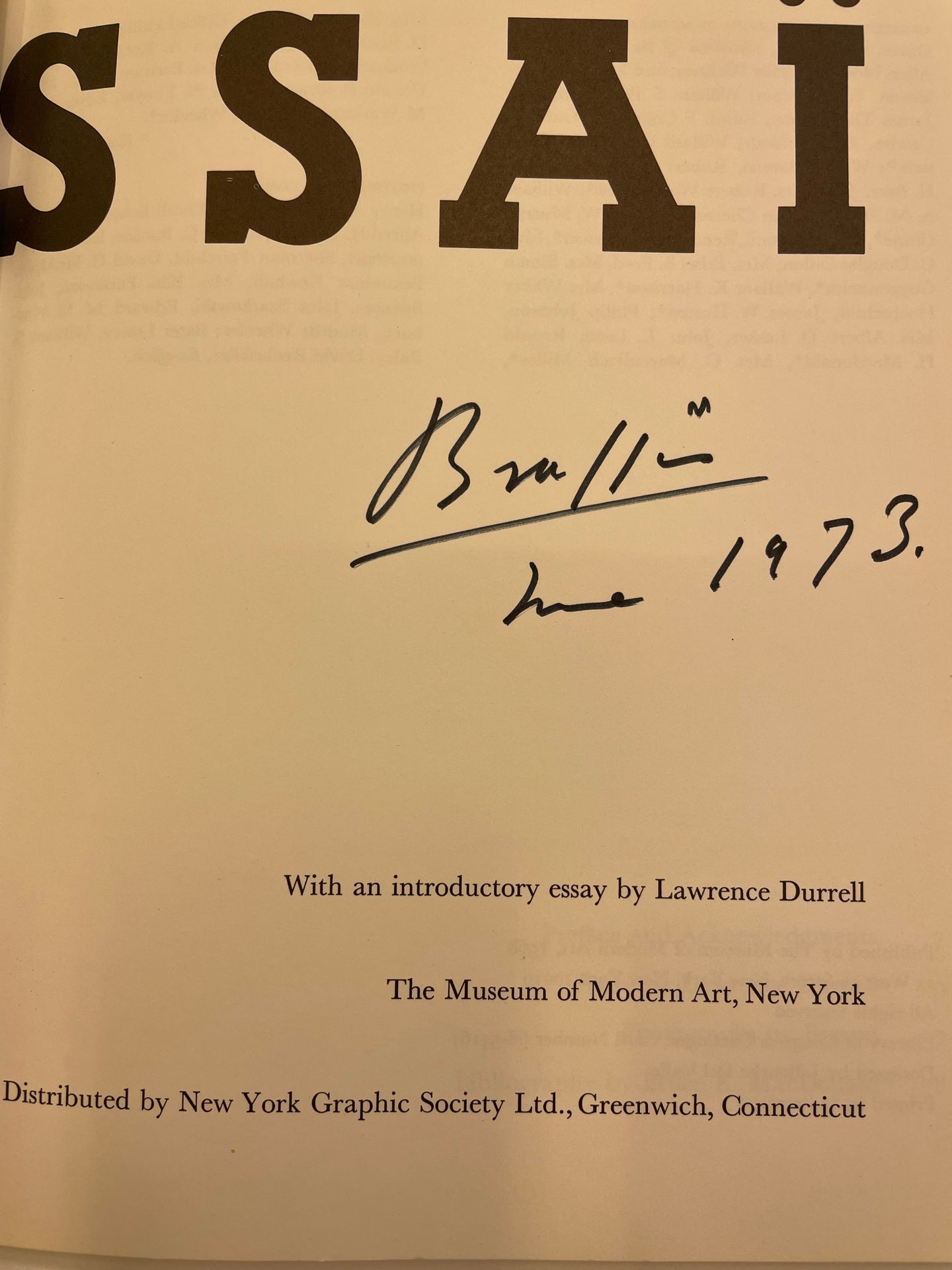 Null Brassaï. With an introductory essay by Lawrence Durrell. N.Y., MoMA, 1968, &hellip;