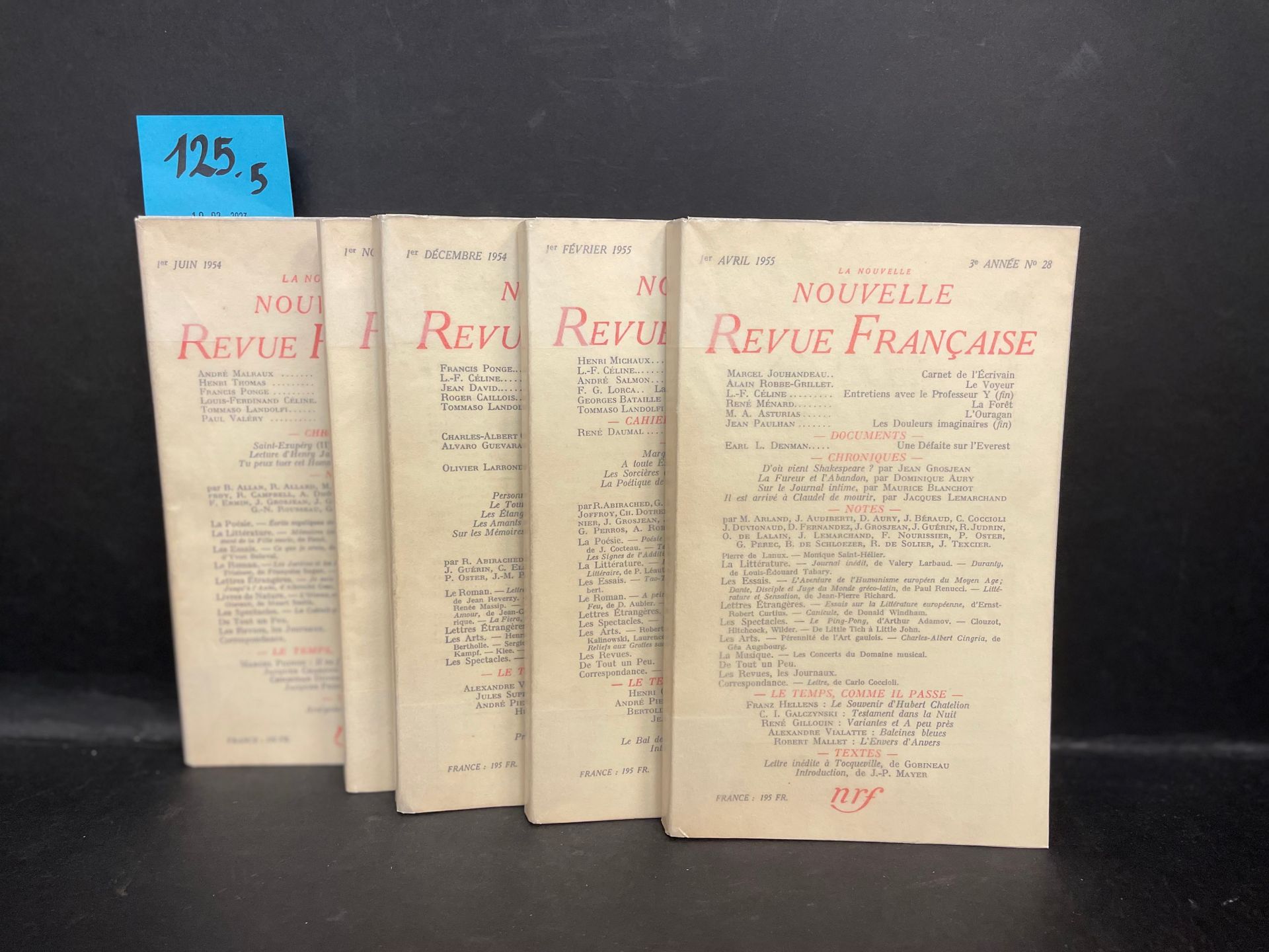CELINE (Louis-Ferdinand). 对Y教授的采访。P., La Nouvelle Revue Française, 1954-1955, 5 &hellip;