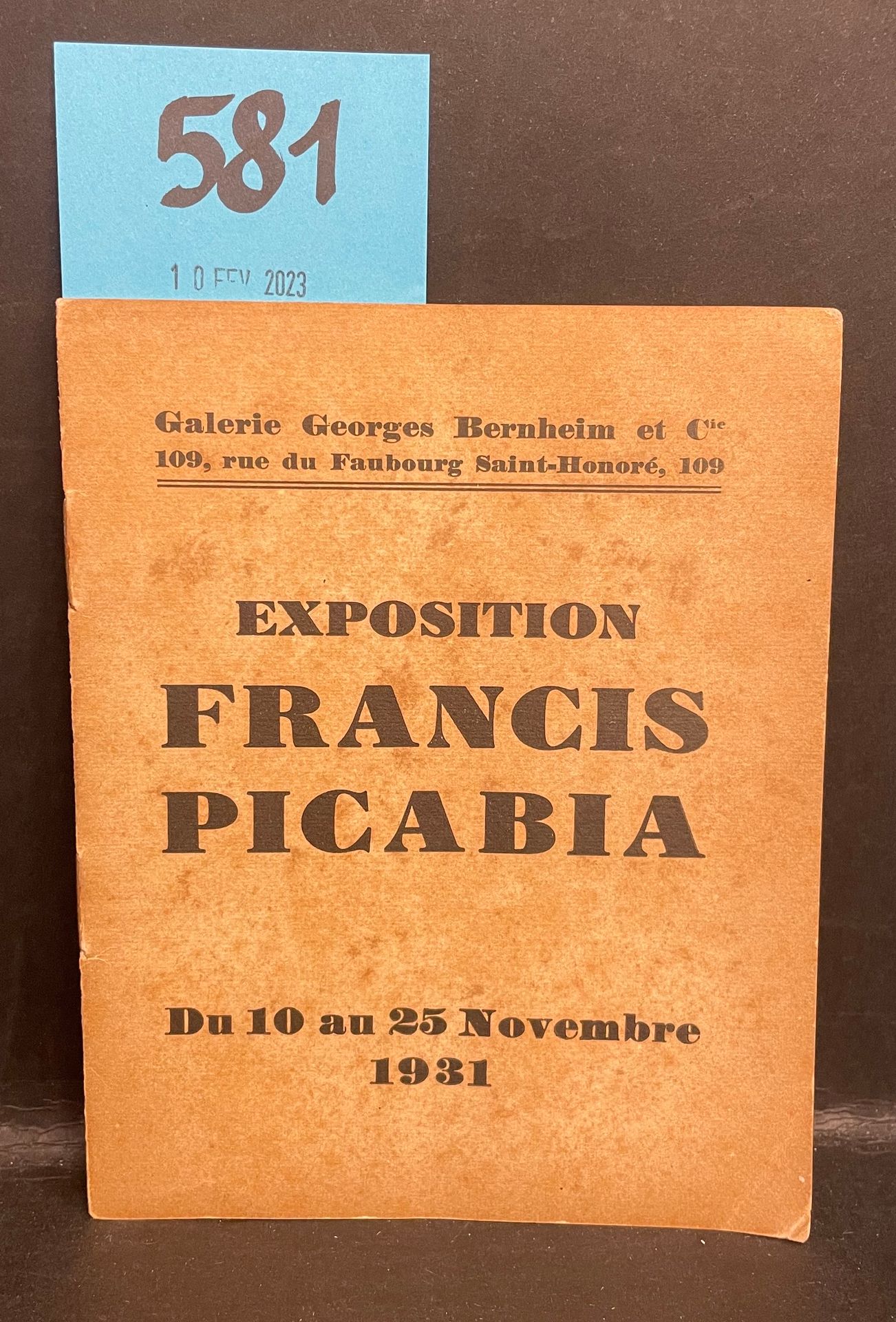 PICABIA.- Francis Picabia展览。P.，Georges Bernheim画廊，1931年11月10日至25日，16开本的小册子，装订（封面&hellip;