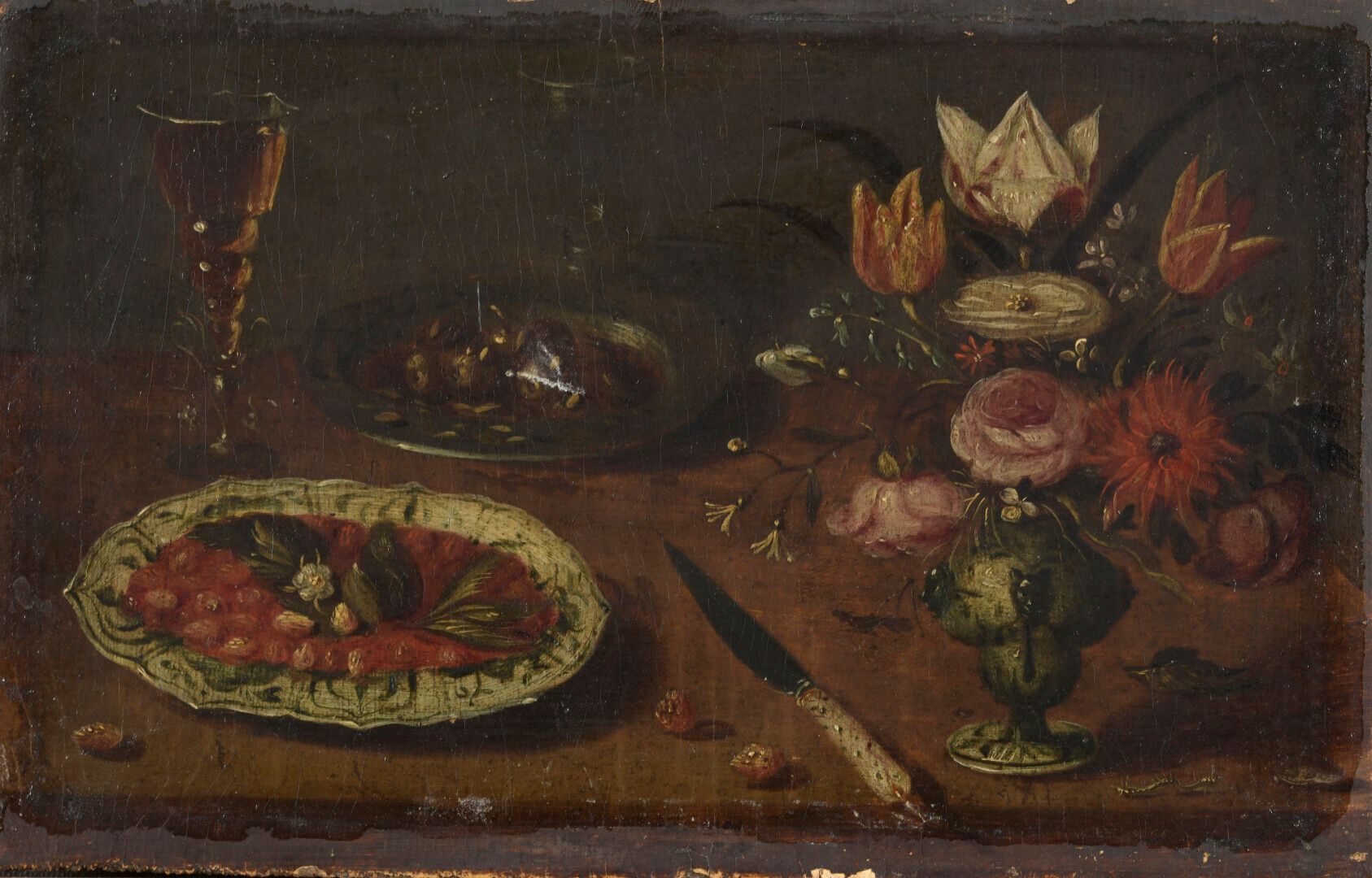 Null 1600年左右的弗拉芒学校，Osiaas BEERT的工作室

静物：一碗樱桃，甜瓜和水晶花瓶中的花束；静物：青铜花瓶中的花束，水果和波西米亚水晶玻璃&hellip;