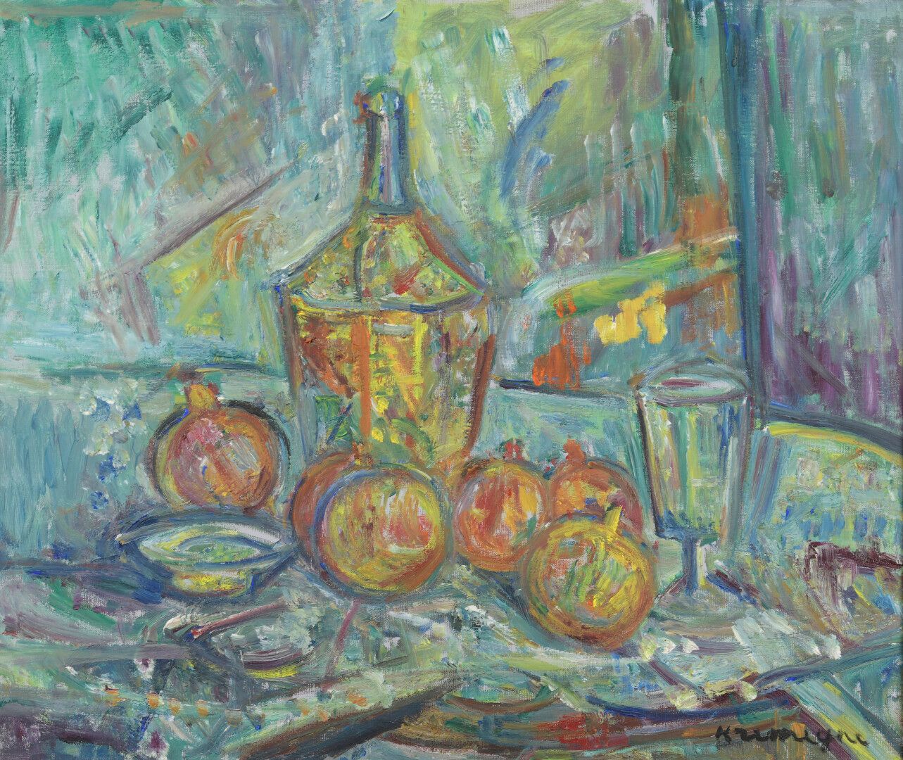 Null Pinchus KREMEGNE (1890-1981). Stilleben mit Granatäpfeln. 

Öl auf Leinwand&hellip;