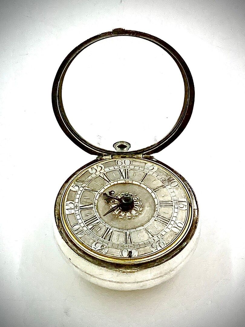 Null Reloj de bolsillo de plata con forma de cebolla, con esfera grabada con núm&hellip;