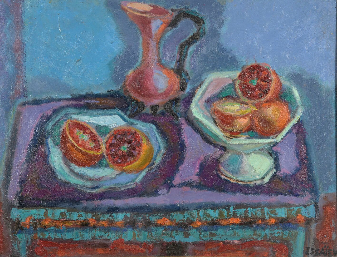 Null 尼古拉-伊萨耶夫（1891-1977）。橙子的静物。

板上油彩。右下方有签名。

49,5 x 65 cm