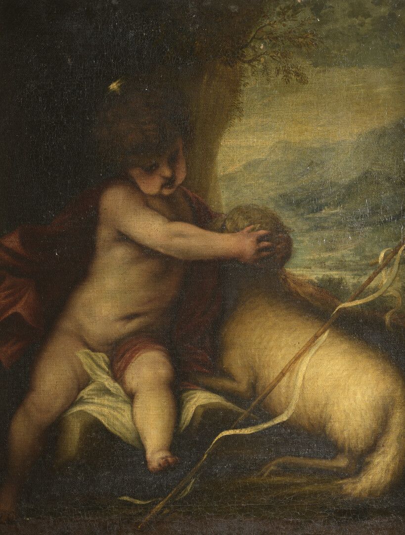 Null In the taste of Van DYCK. Saint John the Baptist. 

Oil on canvas

H. 102 L&hellip;