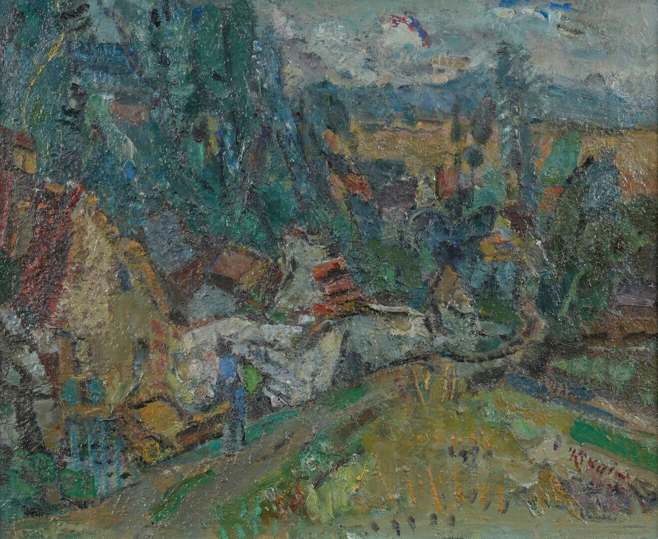 Null 米歇尔-基科恩（1892-1968）。勃艮第的景观。

布面油画。右下方有签名。坐落在后面。

50 x 61厘米