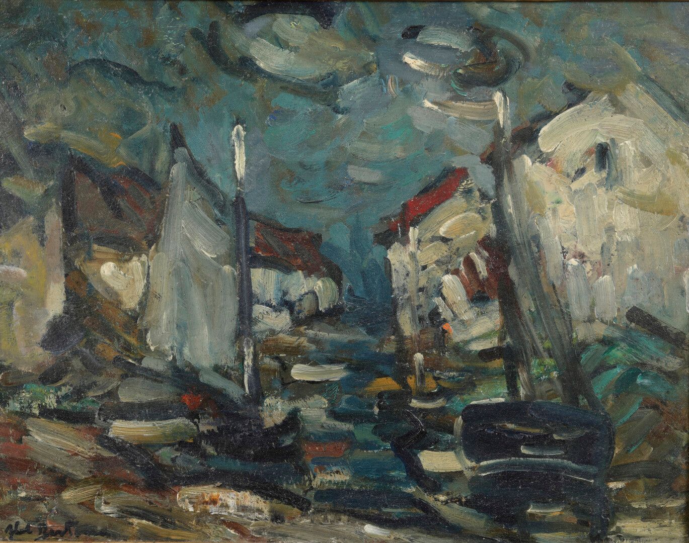 Null Abel BERTRAM (1871-1954). Der kleine Hafen. 

Öl auf Platte. Signiert unten&hellip;