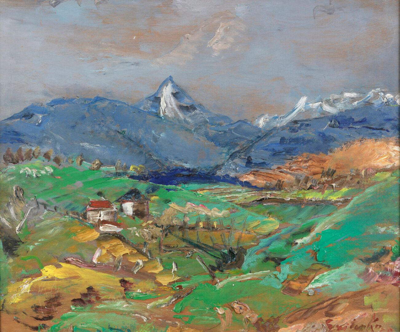 Null Alexis GRITSCHENKO (1883-1977). Das Matterhorn vom Tal aus

Öl auf Platte. &hellip;