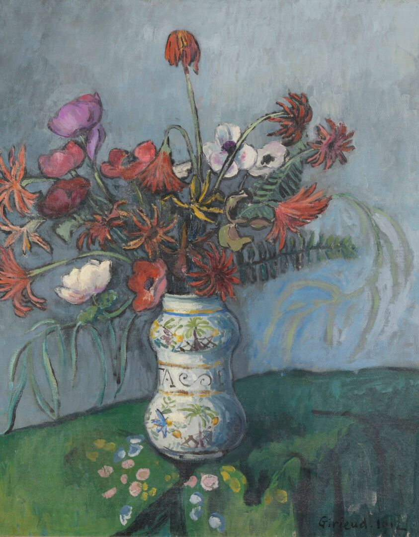 Null Pierre Paul GIRIEUD (1876-1948). Blumenstrauß in einer Vase aus Steingut. 
&hellip;