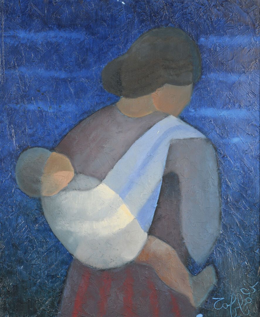 Null Louis TOFFOLI (1907-1999). Maternità marocchina. 
Olio su tela. Firmato in &hellip;